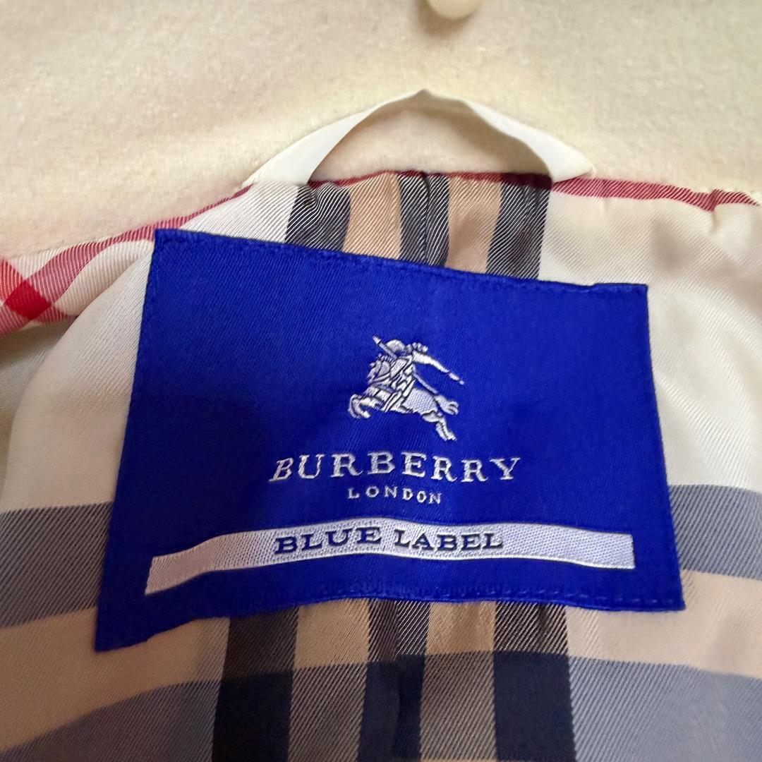 BURBERRY BLUE LABEL ウールコート ノバチェック裏地 白 BURBERRY BLUE