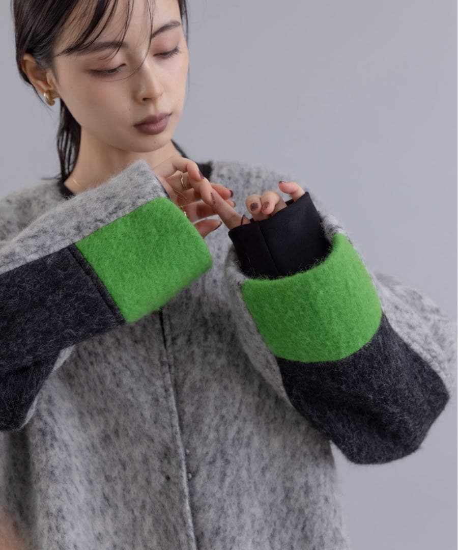eimee law エイミーロウ マーブルシャギーロングコート グレー - メルカリ