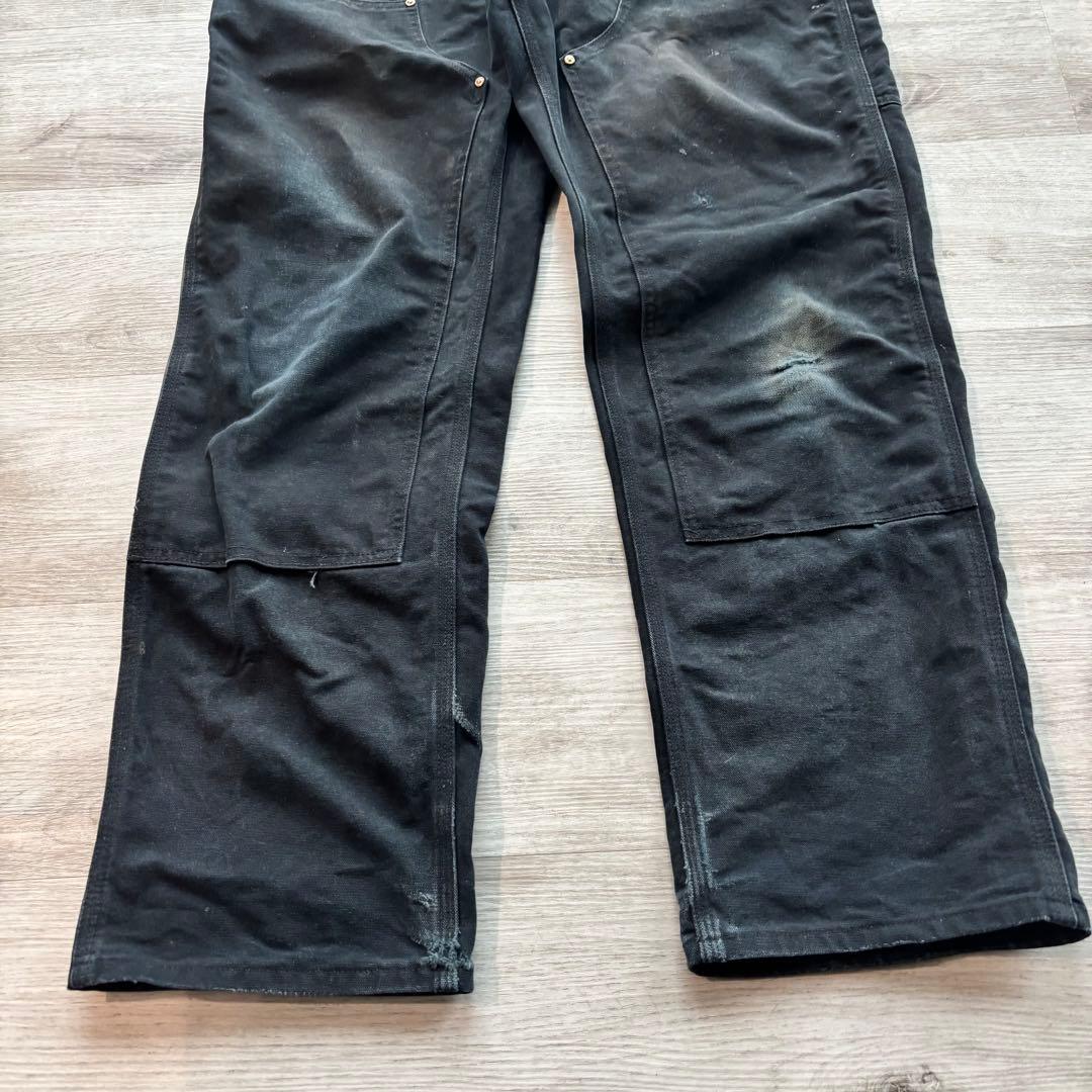 希少USA製】カーハートダブルニー B01 フェードブラックW34相当#565