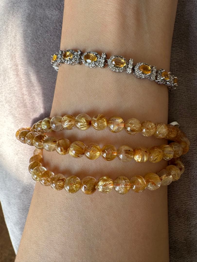 ROBEAN 天然石 タイチンルチル 金運 開運 3本巻きブレスレット - メルカリ