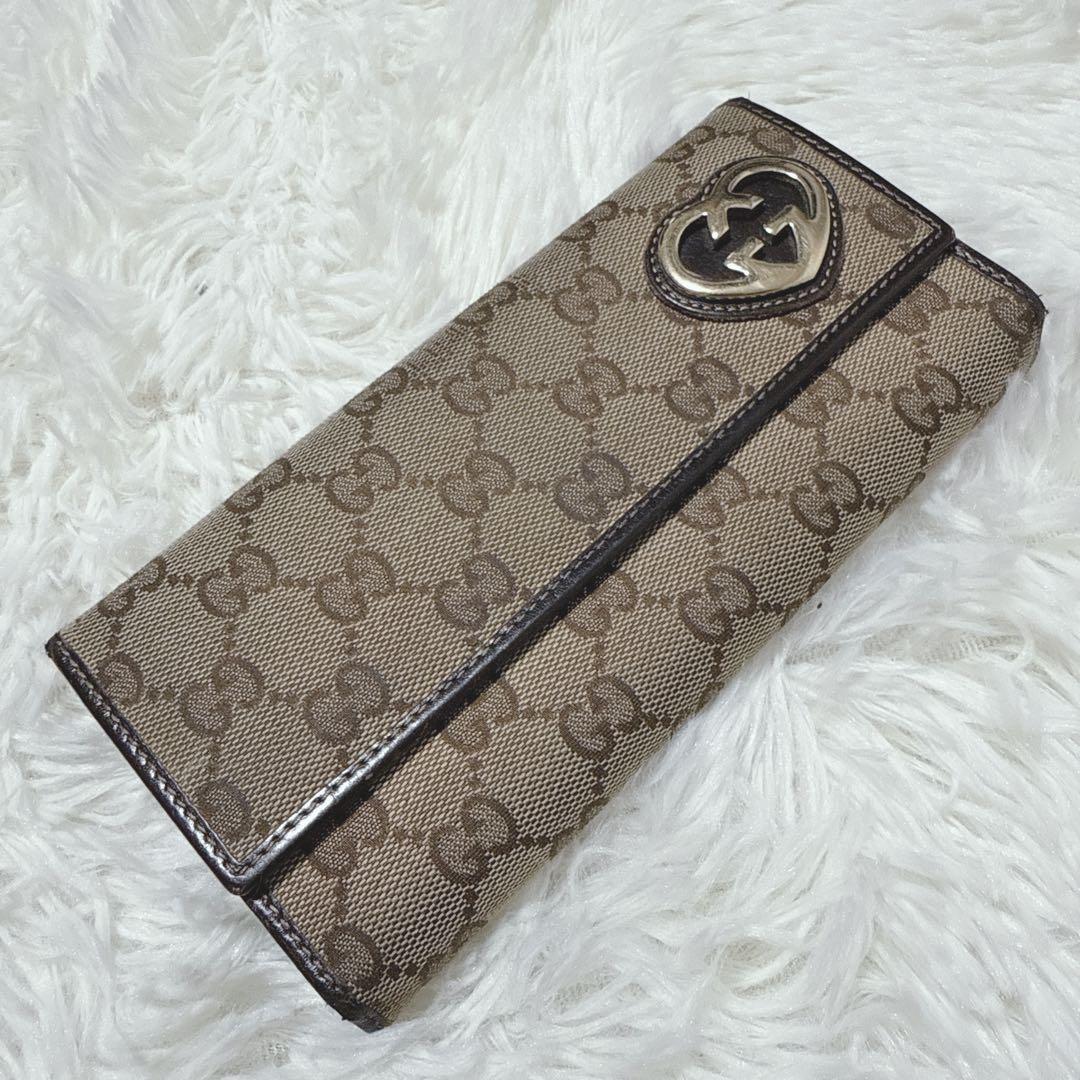 GUCCI グッチ ラブリーハート 長財布 GGキャンバス 二つ折り