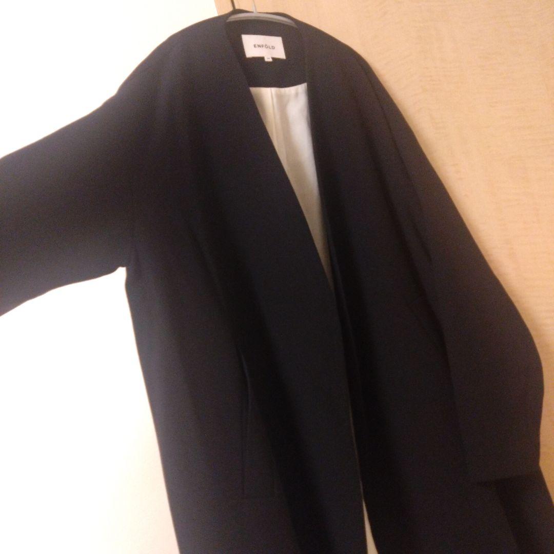 ENFOLD エンフォルド コート ダブルクロスフレアコート ブラック 38