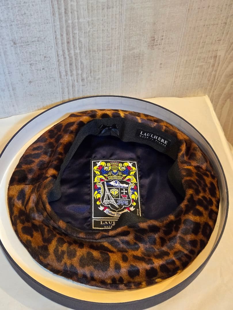 ☆新品☆LAULHERE レオパード ハラコ ベレー帽 ヒョウ柄 箱付き