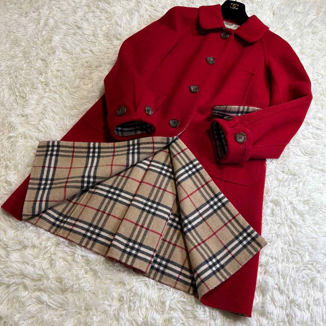 バーバリーロンドン カシミヤ ダブルフェイス ロングコート ノバ
