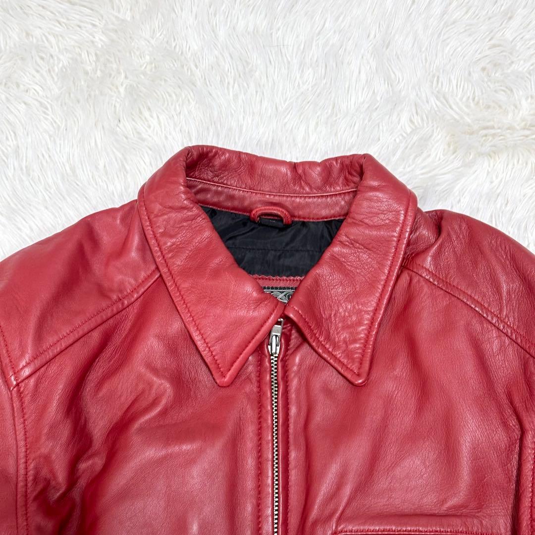 本革 美品✨】デグナー シングルライダースジャケット ラムレザー 赤