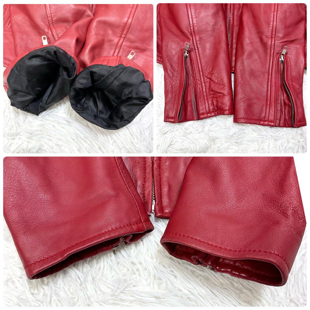 本革 美品✨】デグナー シングルライダースジャケット ラムレザー 赤