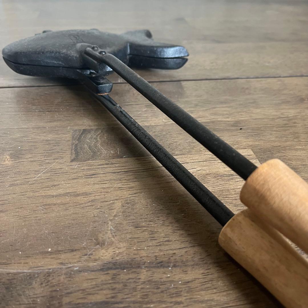 アンティーク】南部鉄器 盛栄堂 及源鋳造 一丁焼きたい焼器 古道具 古