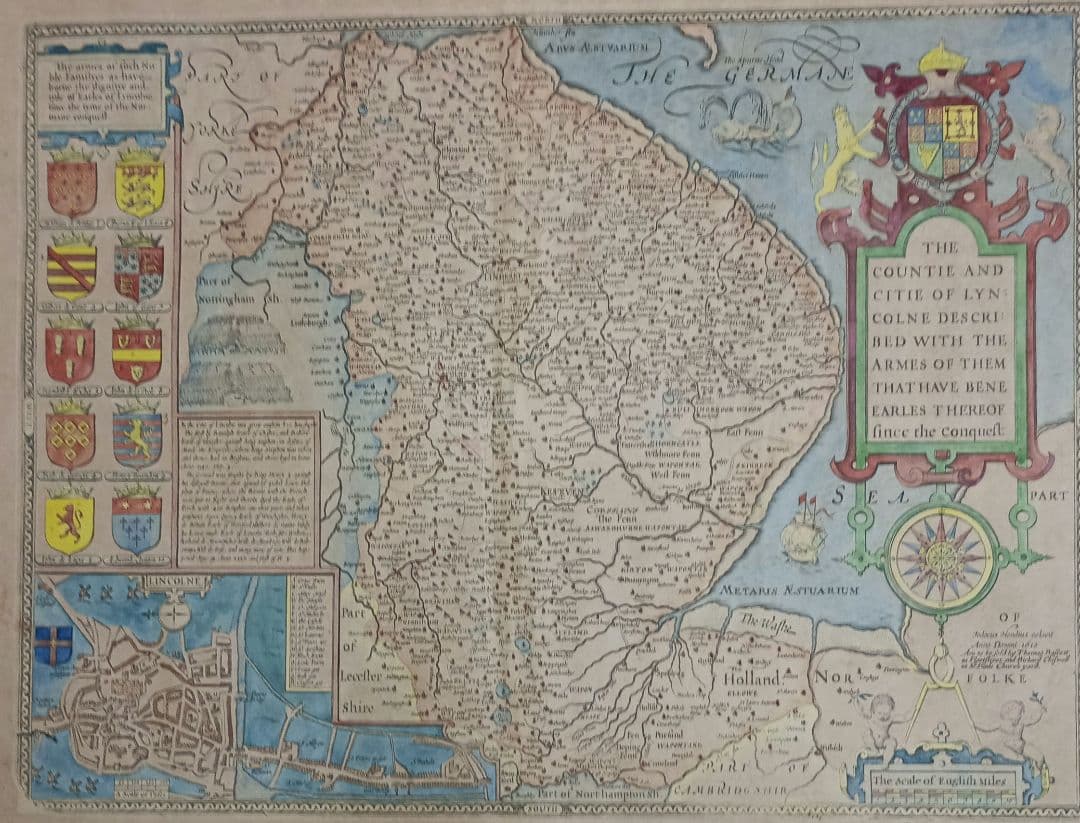 大型作品 西洋古地図 1676年 J. Speed「Lyncolne」