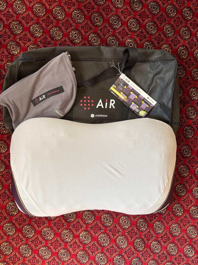 西川　AIR conditioning pillow 4D LOW 枕 エアー4DX] ピロー （低め）62×38×11cm レッド（低め） 側地