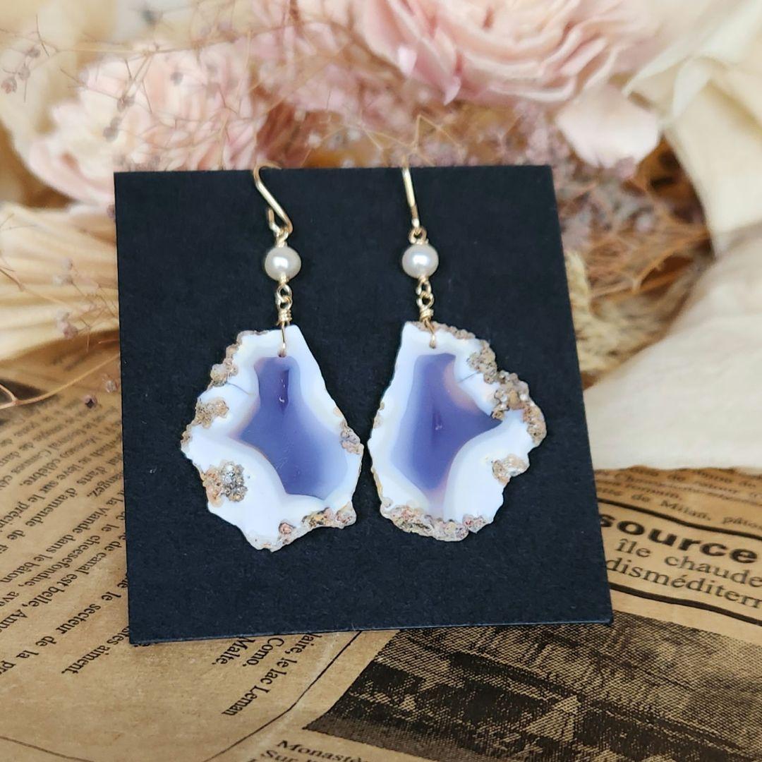 14kgfパープルアゲートピアス