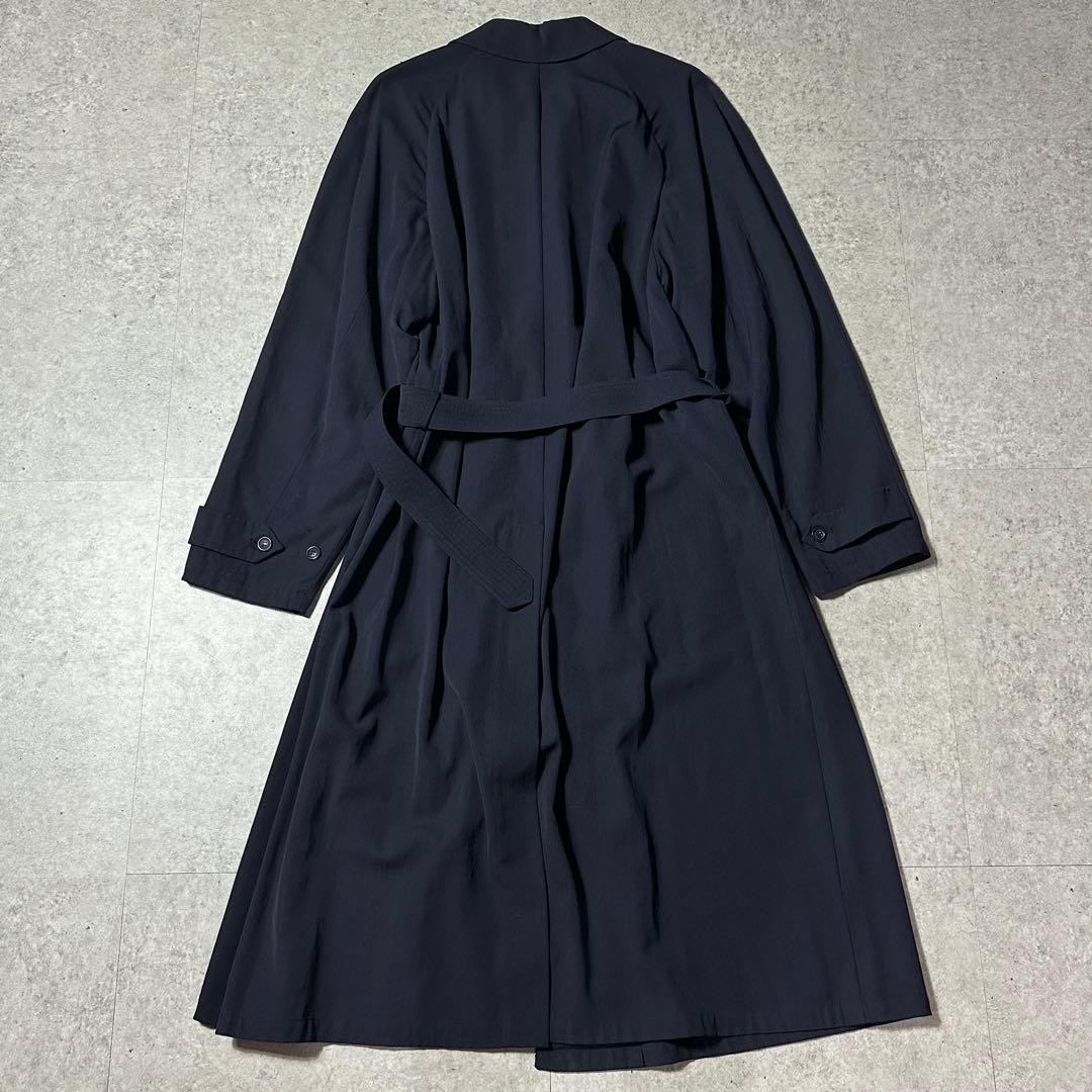 90s EMPORIO ARMANI レーヨンウールロングコート ダークネイビー