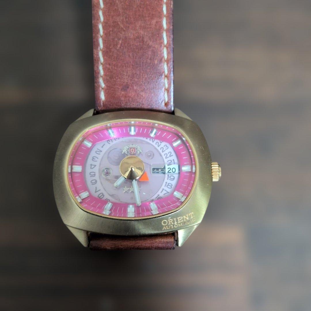 ORIENT スリースター 自動巻 ピンク 希少 - メルカリ