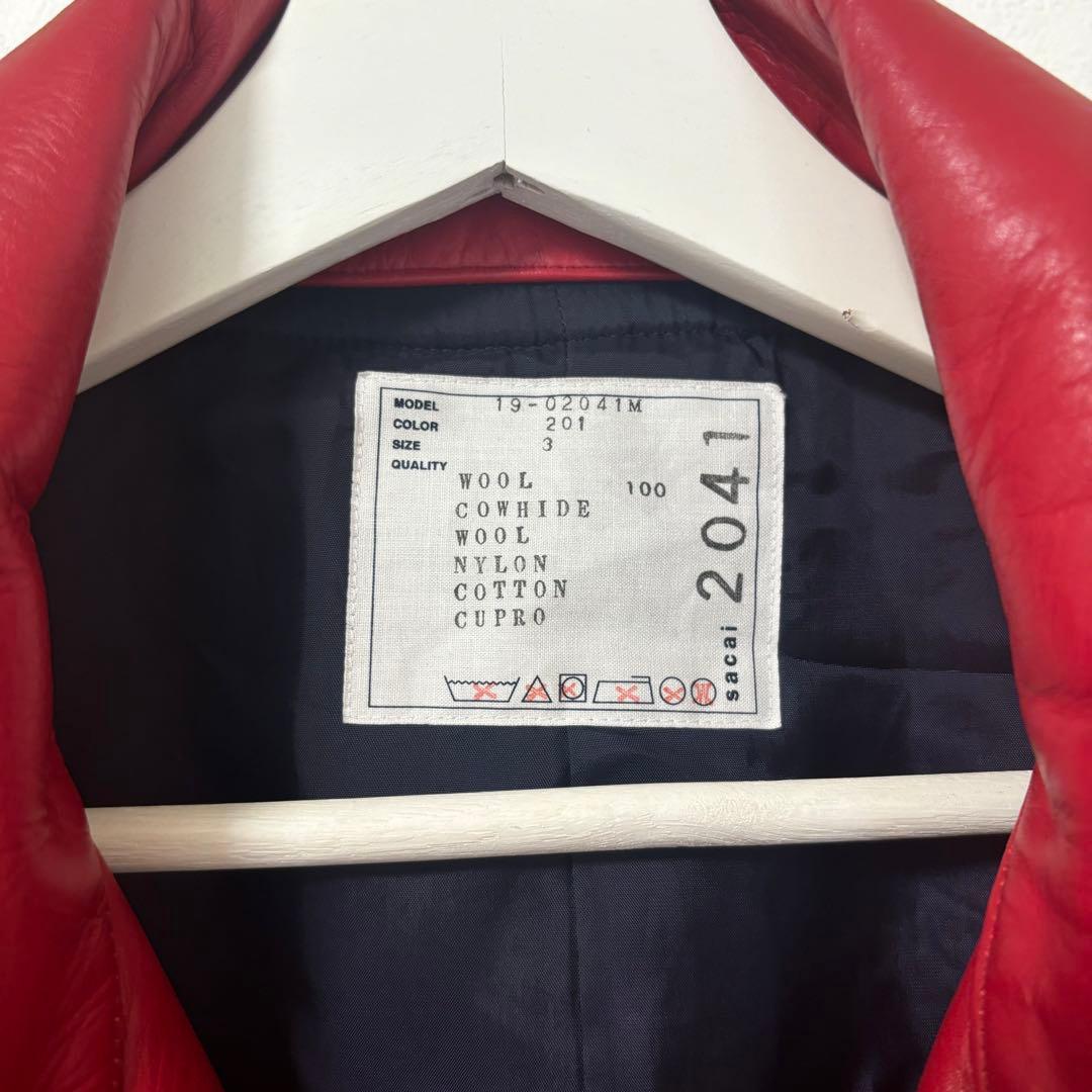 sacai 19AW ライダース ステンカラー レイヤード コート 再構築 - メルカリ