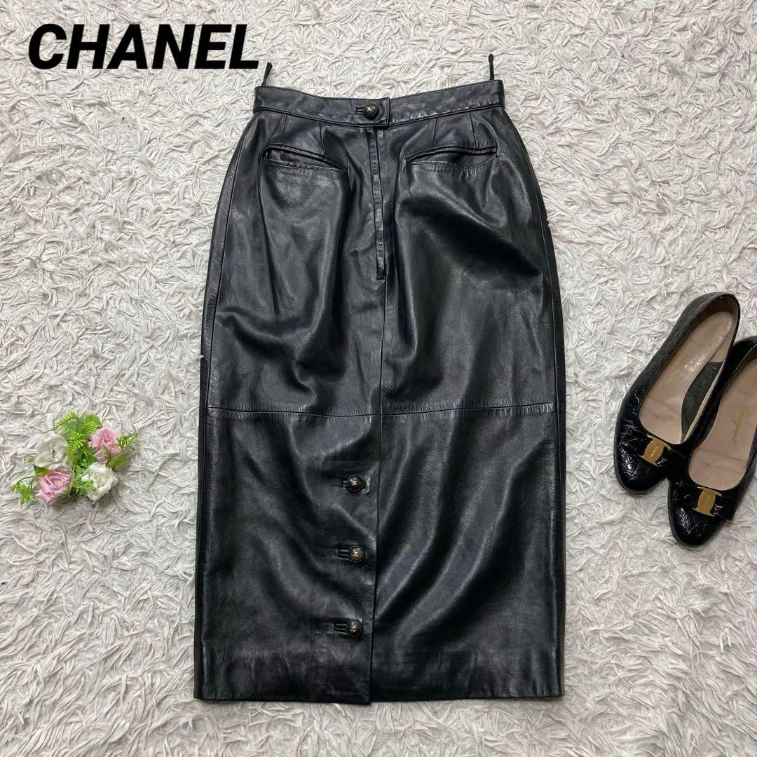 フランス製ヴィンテージ CHANEL BOUTIQUE シャネル レザースカート CHANEL】【2001年秋冬】【フランス製】【ボトムス】シャネル『レザー