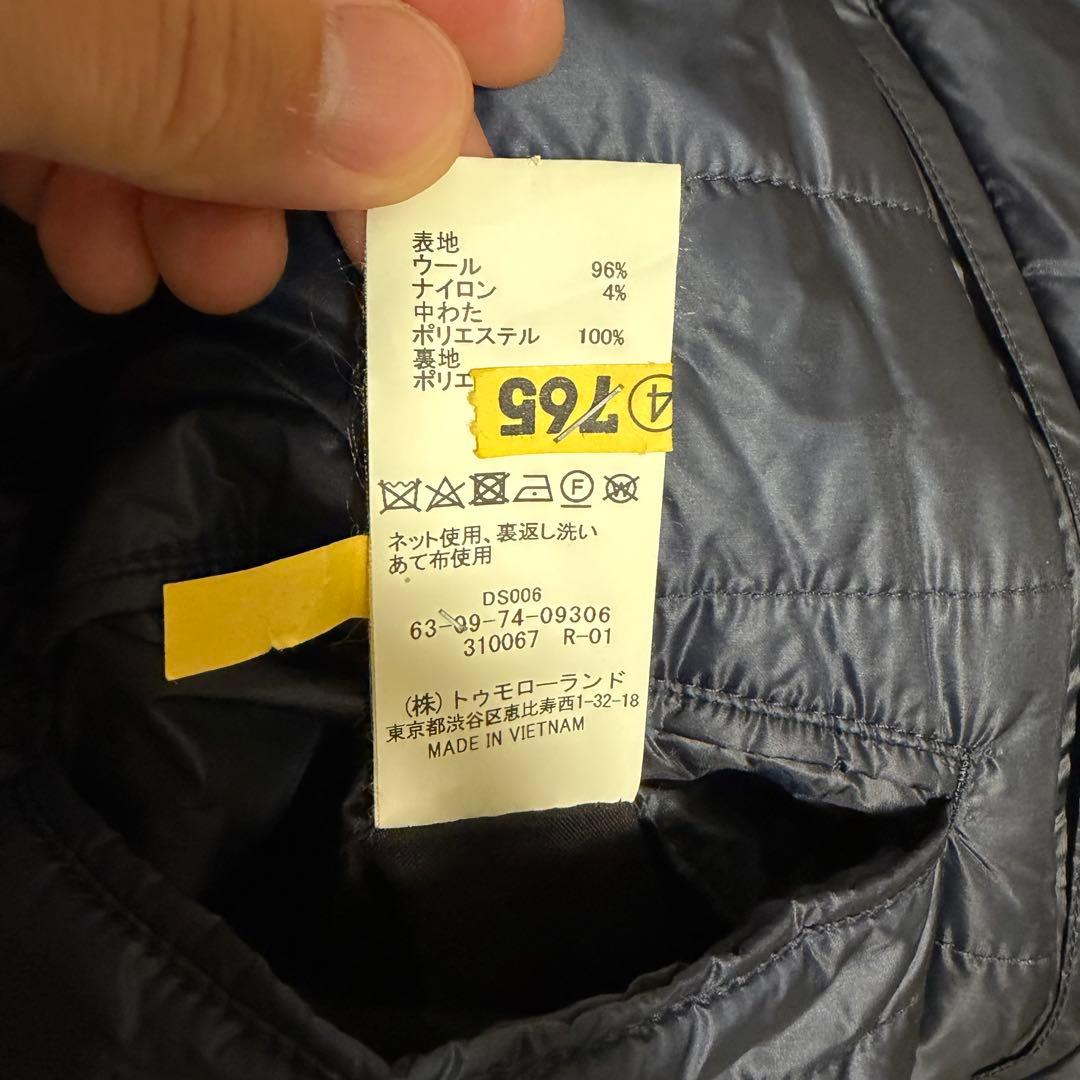 美品 トゥモローランド チェスターコート ロング ライトダウン裏地