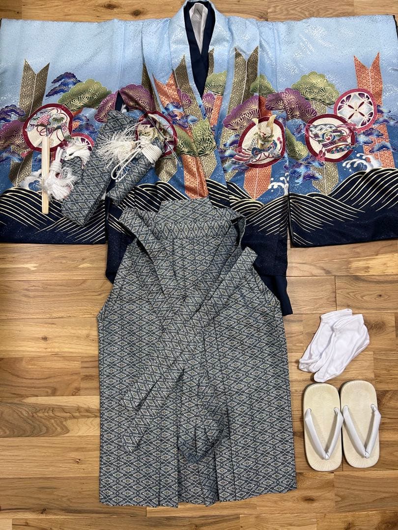 【10/31まで限定値下げ】七五三用 5歳男の子袴フルセット 七五三 フルセット レンタル 5歳 着物 羽織 男の子 袴セット ベージュ