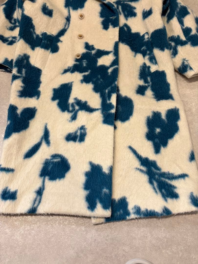 Ameri UND SHADOW FLOWER WOOL COAT ブルー M - メルカリ