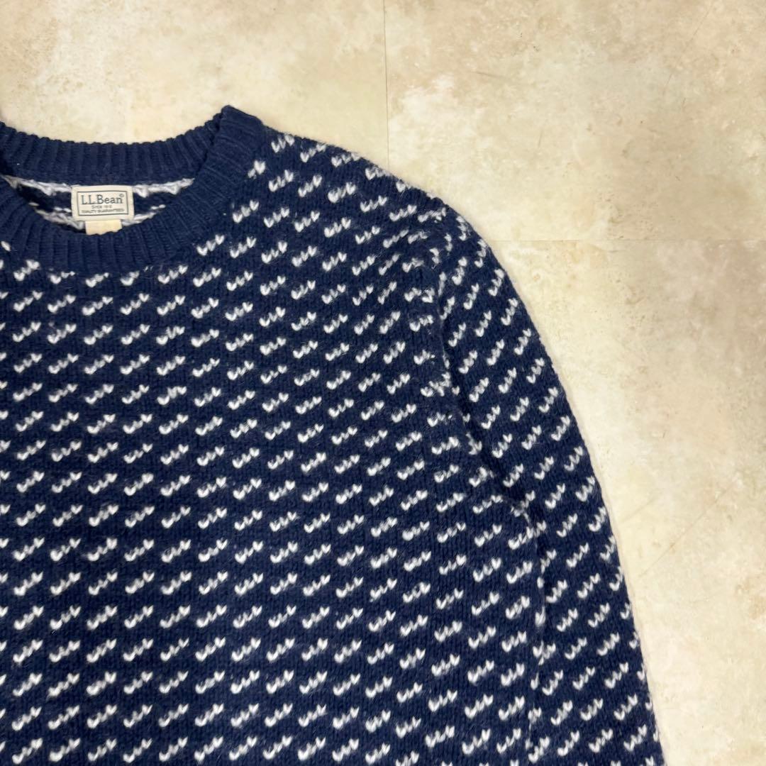 L.L.Bean バーズアイ ニット セーター ウール ネイビー XL