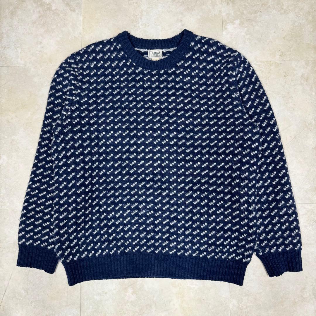 L.L.Bean バーズアイ ニット セーター ウール ネイビー XL