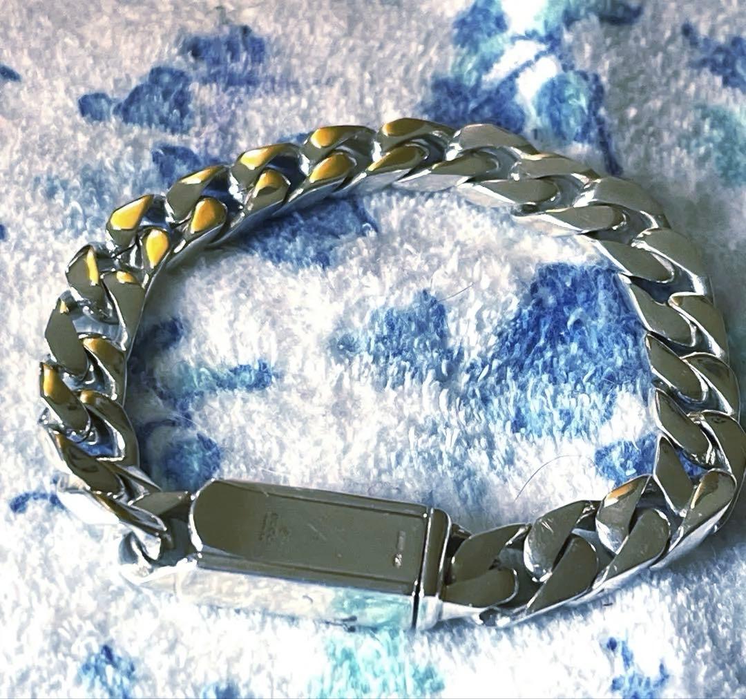 シルバー 喜平ブレスレット ロック式18cm幅1cm極美品 シルバー 喜平ブレスレット ロック式18cm幅1cm極美品