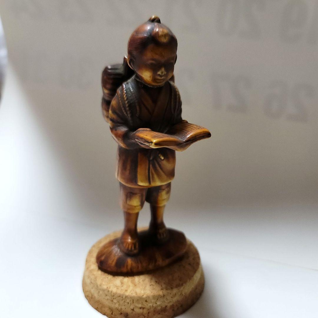 小型 二宮金次郎像 陶器 骨董品 古美術 工芸 置物 アンティーク 金次郎