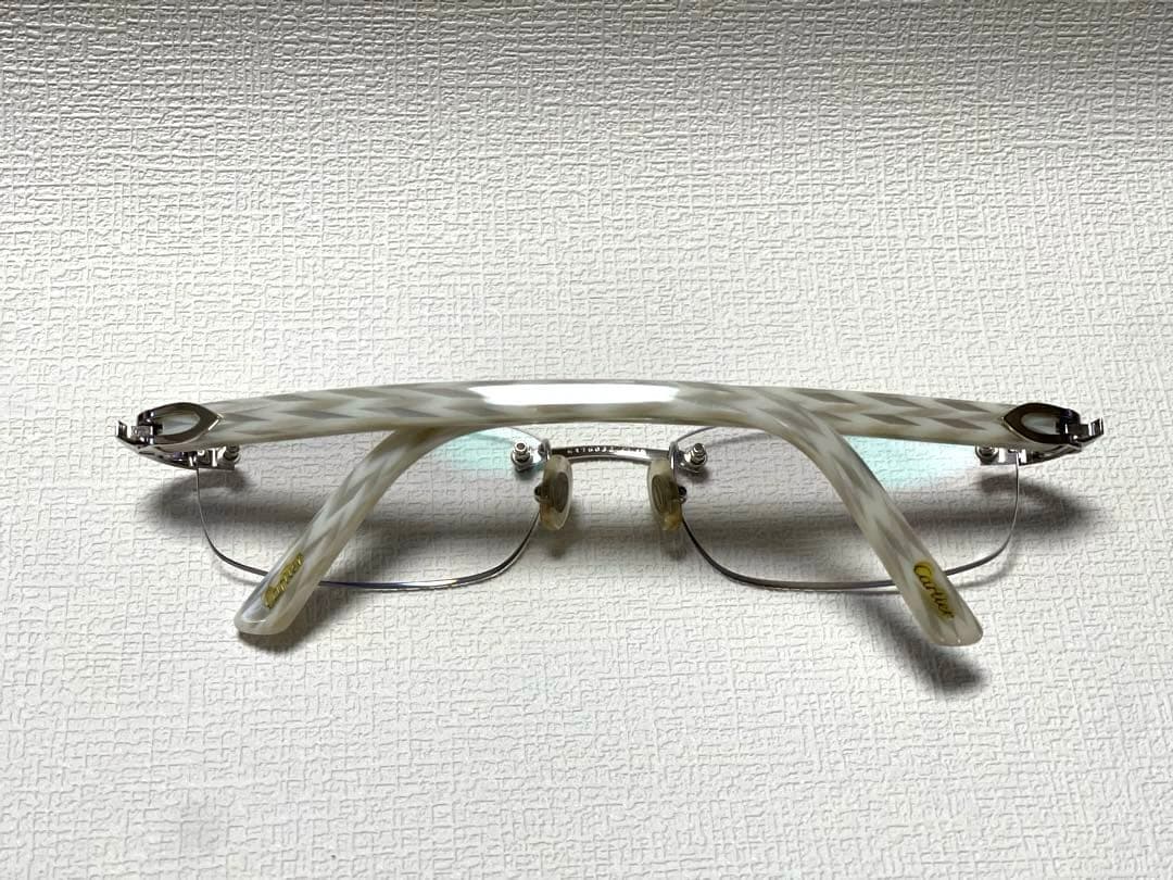 美品 Cartier カルティエ メガネ - 135 シルバー 度入り 大理石調