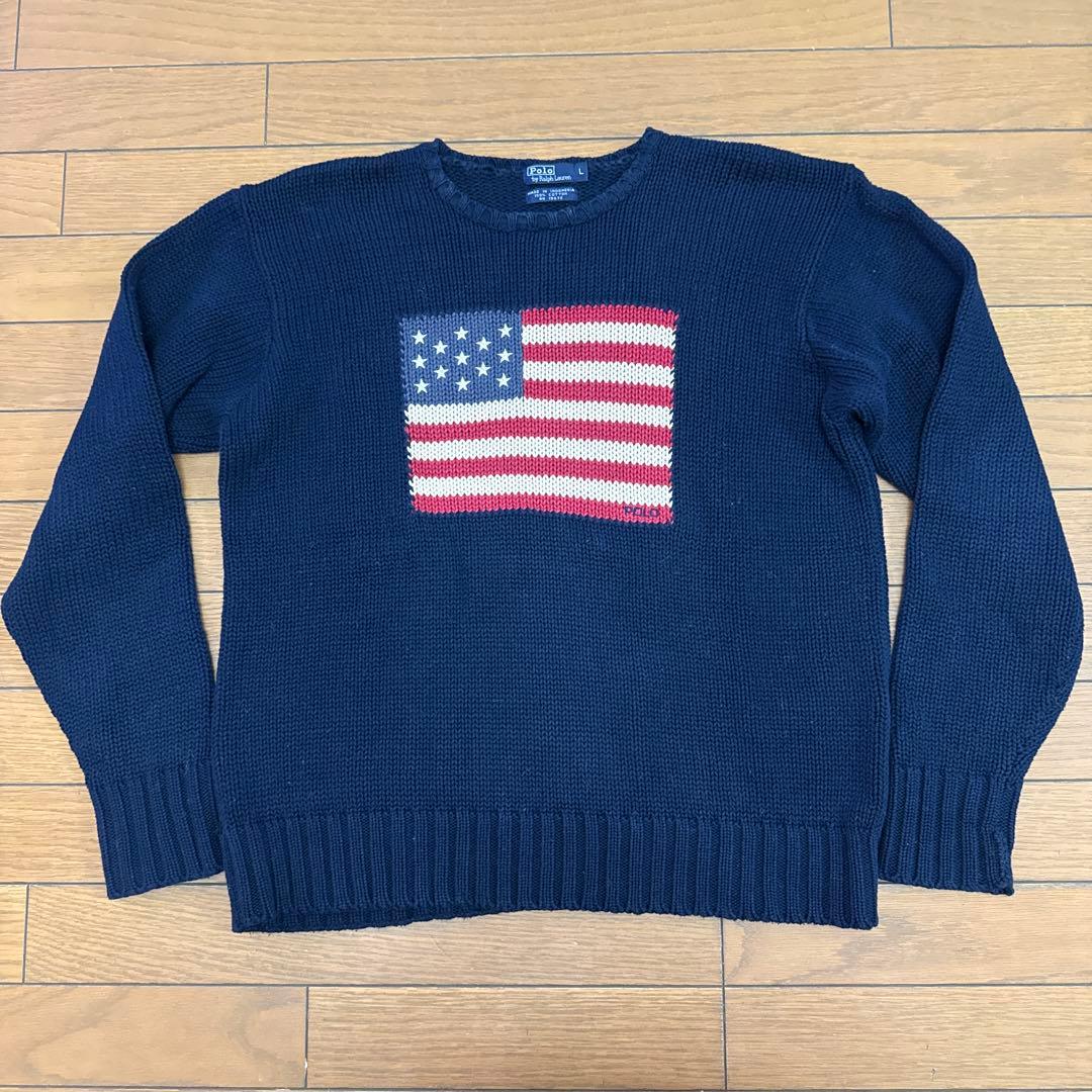 Polo by Ralph Lauren 星条旗ニット Lサイズ POLO by Ralph Lauren 星条旗ウールニットセーター【1218A20