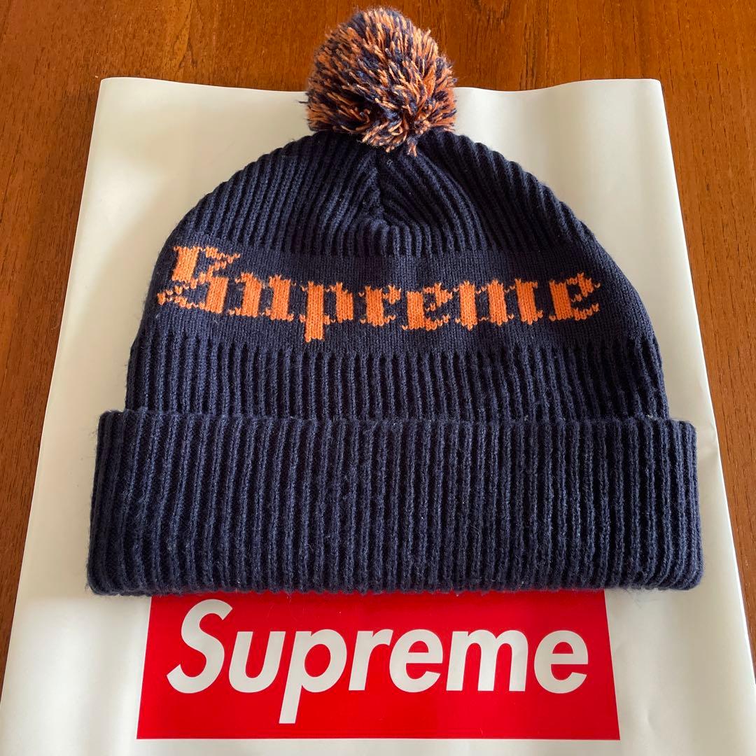 Supreme ネイビー ニット帽 ポンポン付き - メルカリ
