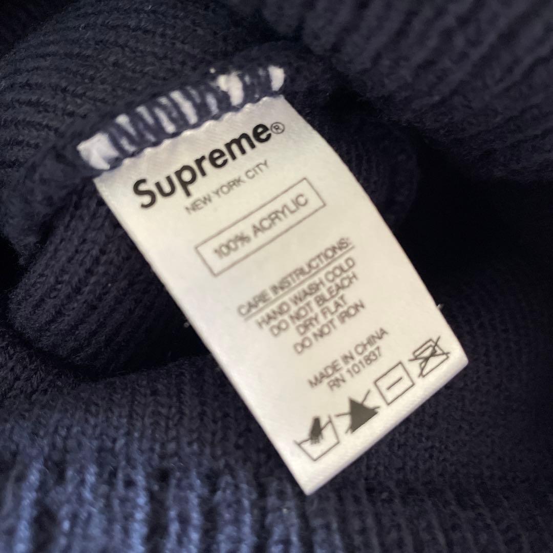 Supreme ネイビー ニット帽 ポンポン付き - メルカリ