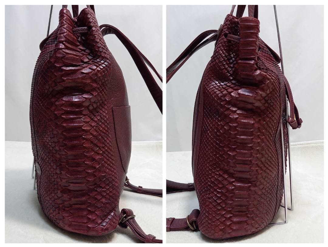 美品 イビサ リアルパイソン 2way リュック バックパック ボルド ヘビ