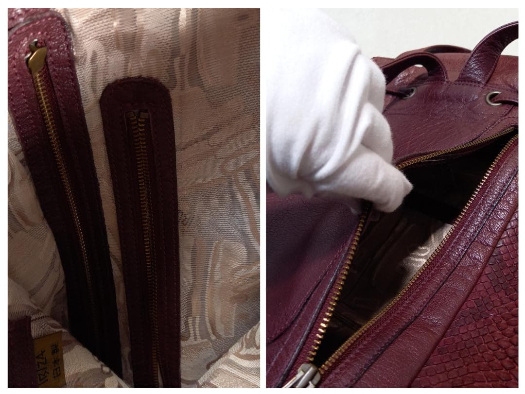 美品 イビサ リアルパイソン 2way リュック バックパック ボルド ヘビ