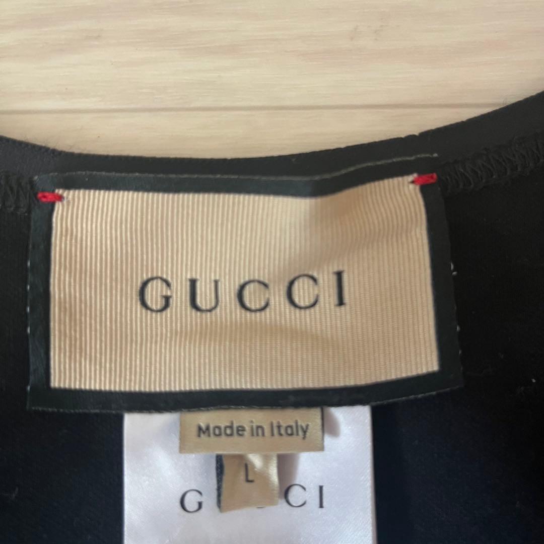 美品 GUCCI ×ノースフェイス スリーブレストップ Lサイズ レディース 黒