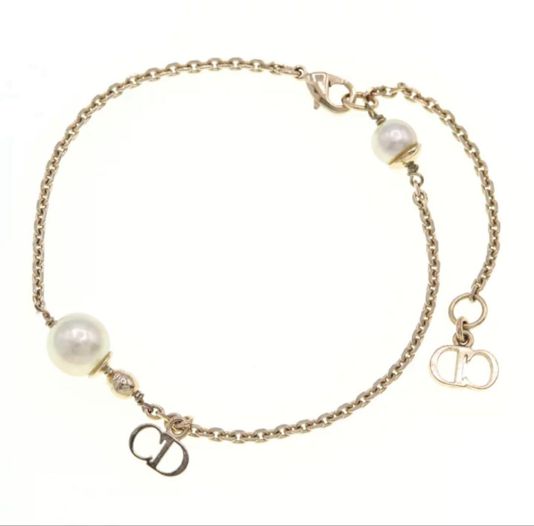 なまけもの様】ゴールドチェーン パール Dior ロゴブレスレット ディオール
