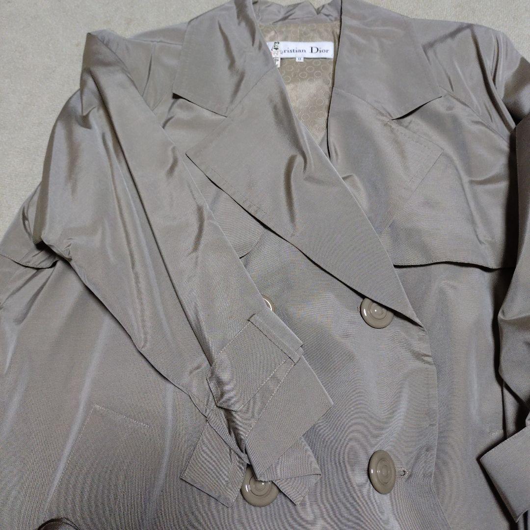 ヴィンテージChristian Dior グレー トレンチコート　サテン仕上げ Christian Dior - 90年代 Christian Dior クリスチャン ディオール