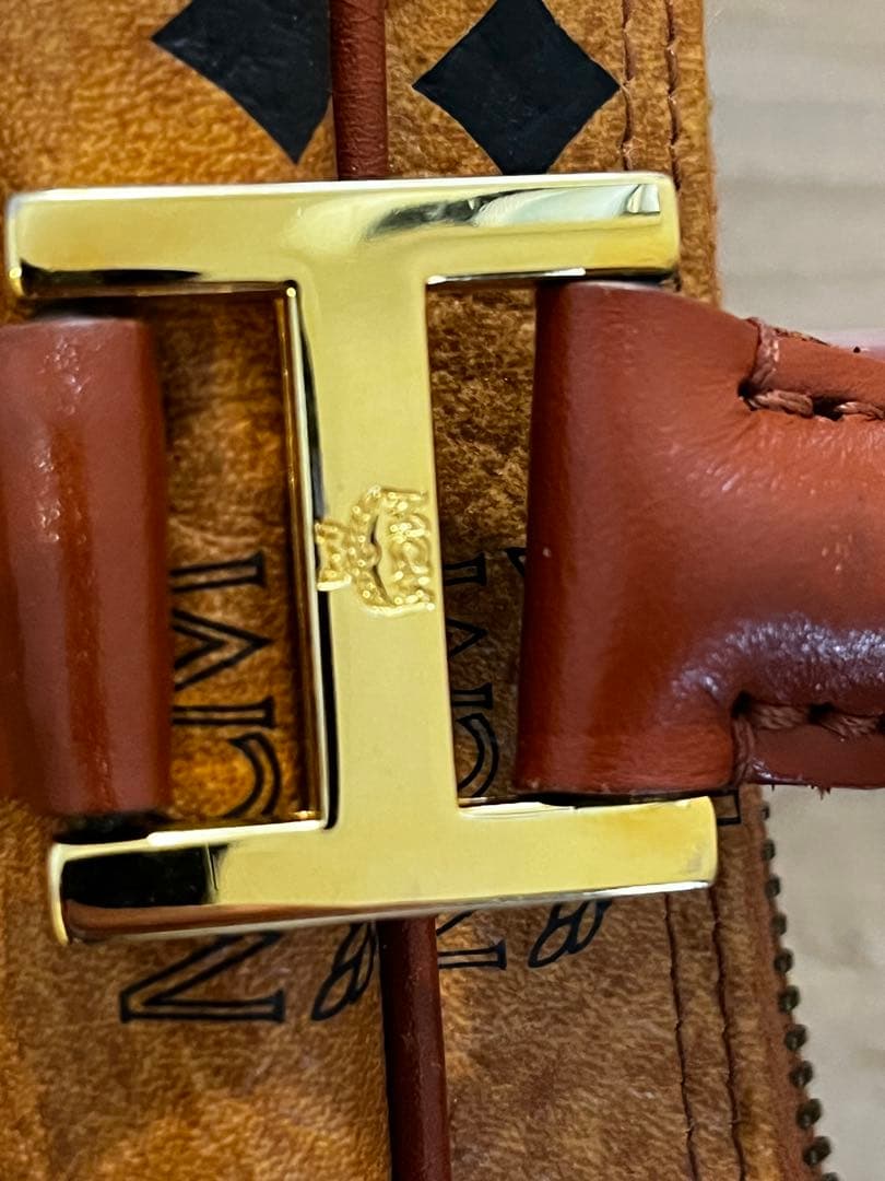 MCM レザーボストンバッグ ブラウン/ベージュ