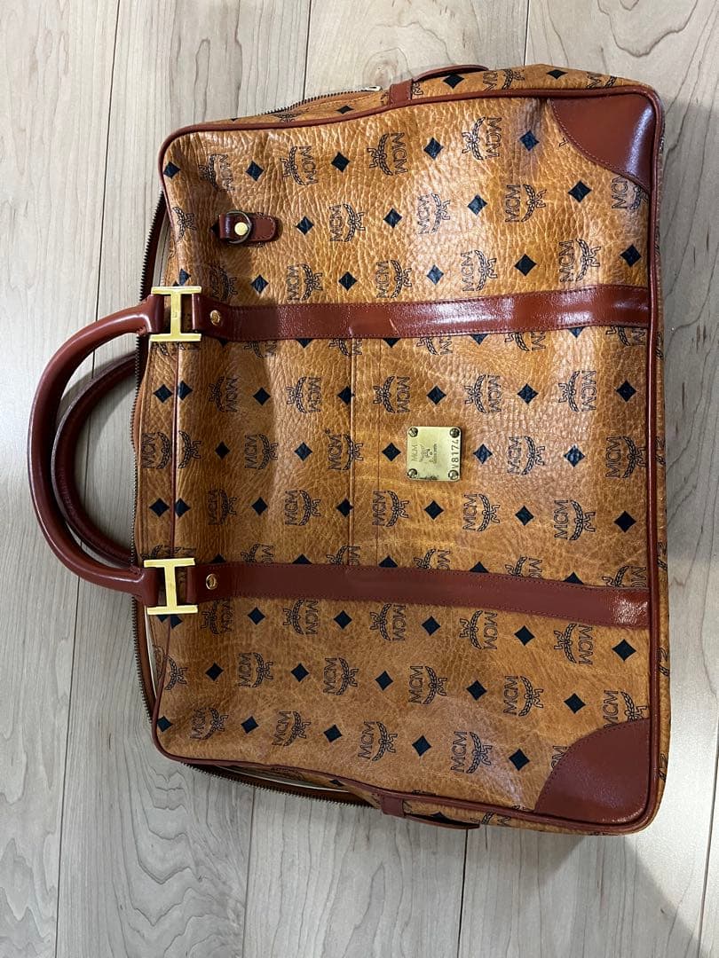 MCM レザーボストンバッグ ブラウン/ベージュ