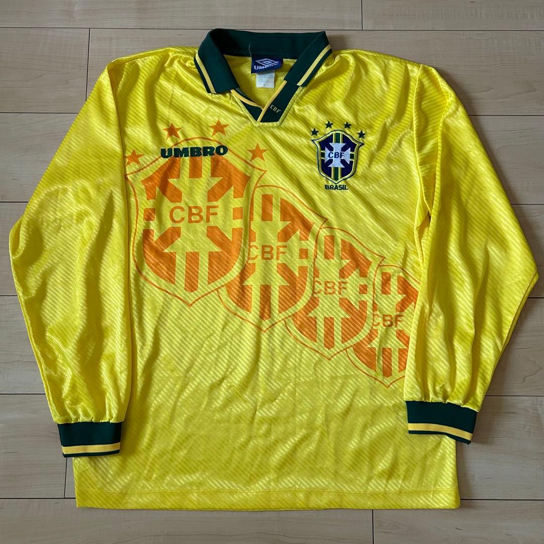 UMBRO ブラジル代表 長袖シャツ　94-97 1994ブラジル代表、UMBRO時代最後の「4つ星アウェイユニフォーム」（Qoly）