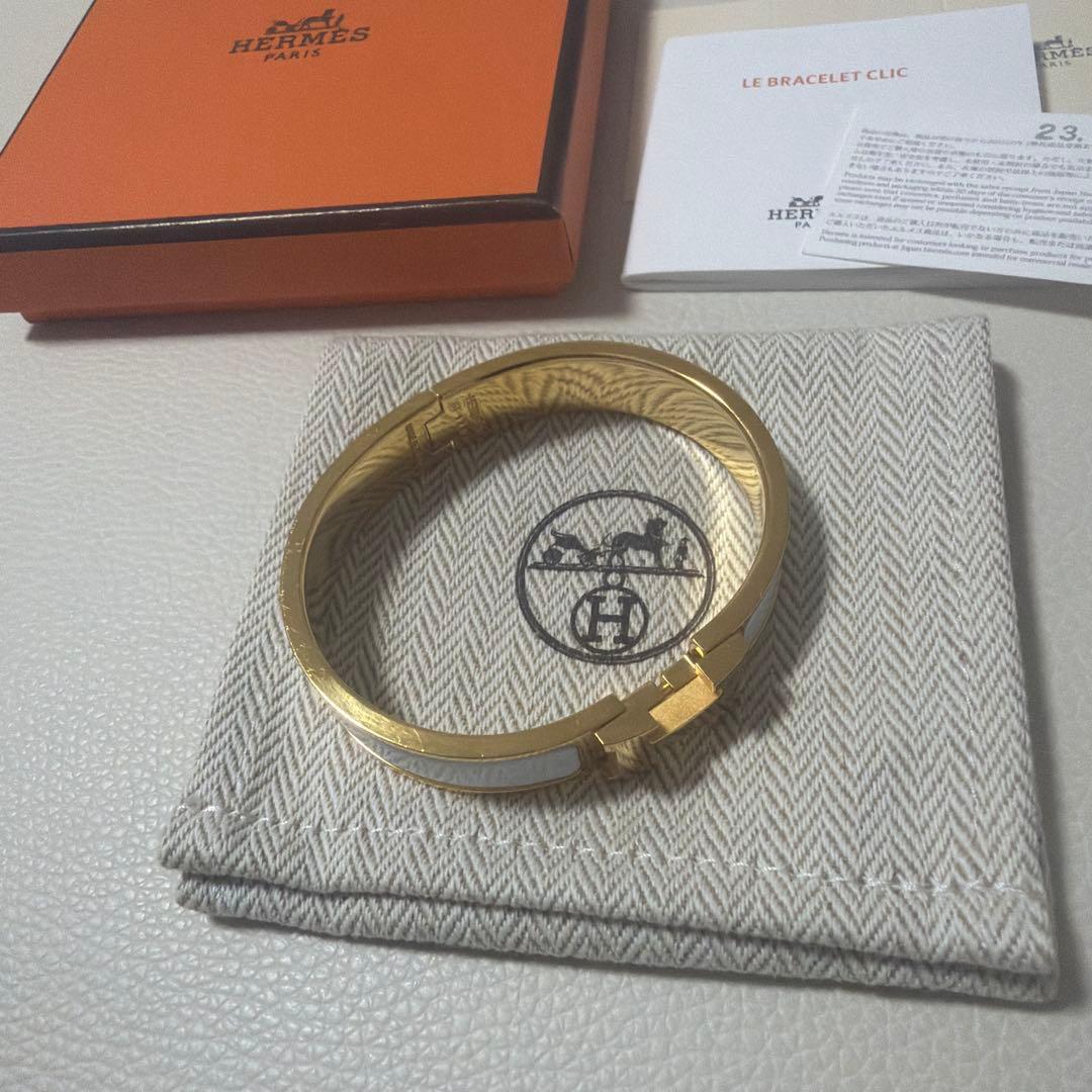HERMES エルメス クリックH バングル ホワイト ゴールド - メルカリ