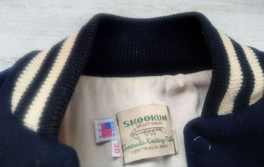 美品】SKOOKUM スクーカム ネイビー ホワイト スタジャン Sサイズ