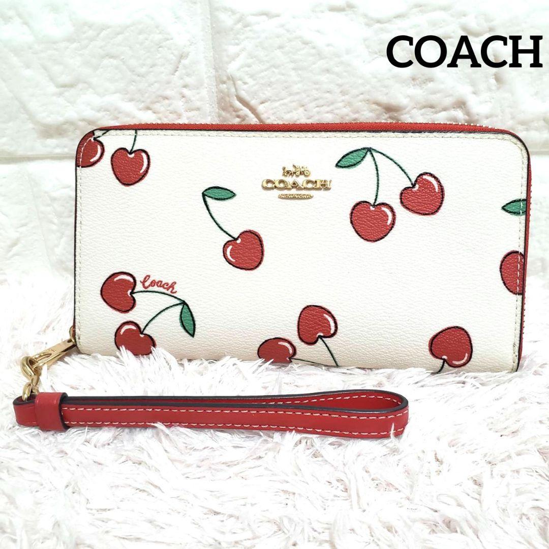 COACH コーチ さくらんぼ チェリー ラウンドファスナー長財布 極美品 コーチ COACH 財布 レディース 長財布 チェリー さくらんぼ ラウンド