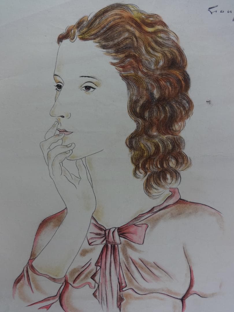 サ*バ様 藤田嗣治 乙女 肉筆・額装・油彩画・洋画・レオナール・フジタ