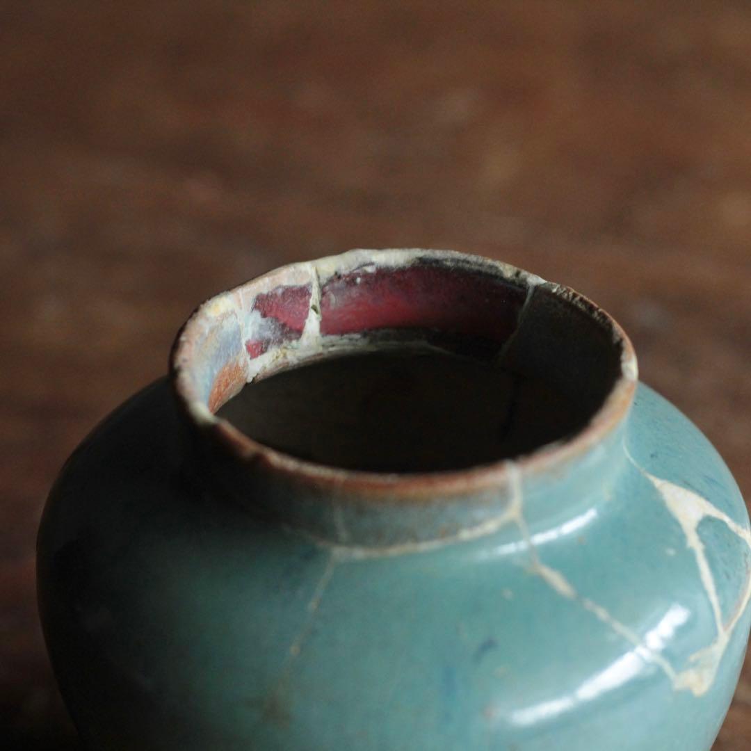 緑釉 唐津 小壺 17世紀後半頃 古美術 古道具 古唐津 アンティークの