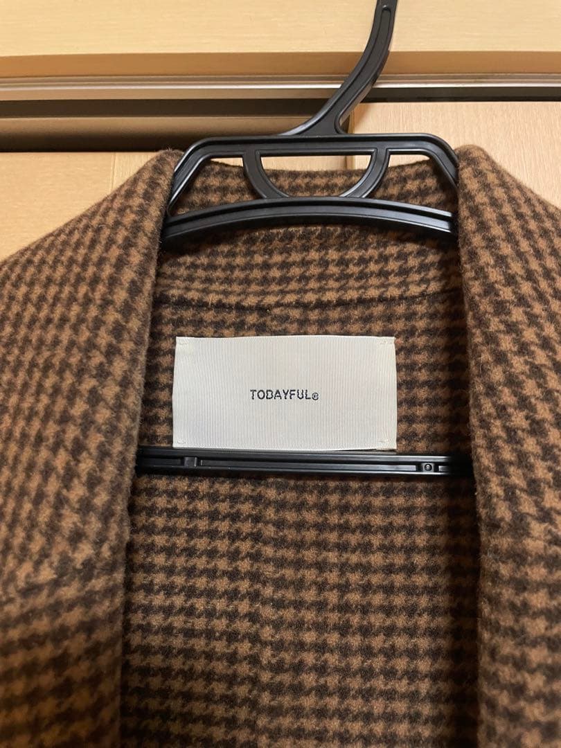 TODAYFUL オーバーチェックコート 36インチ ブラウン/ベージュ - メルカリ