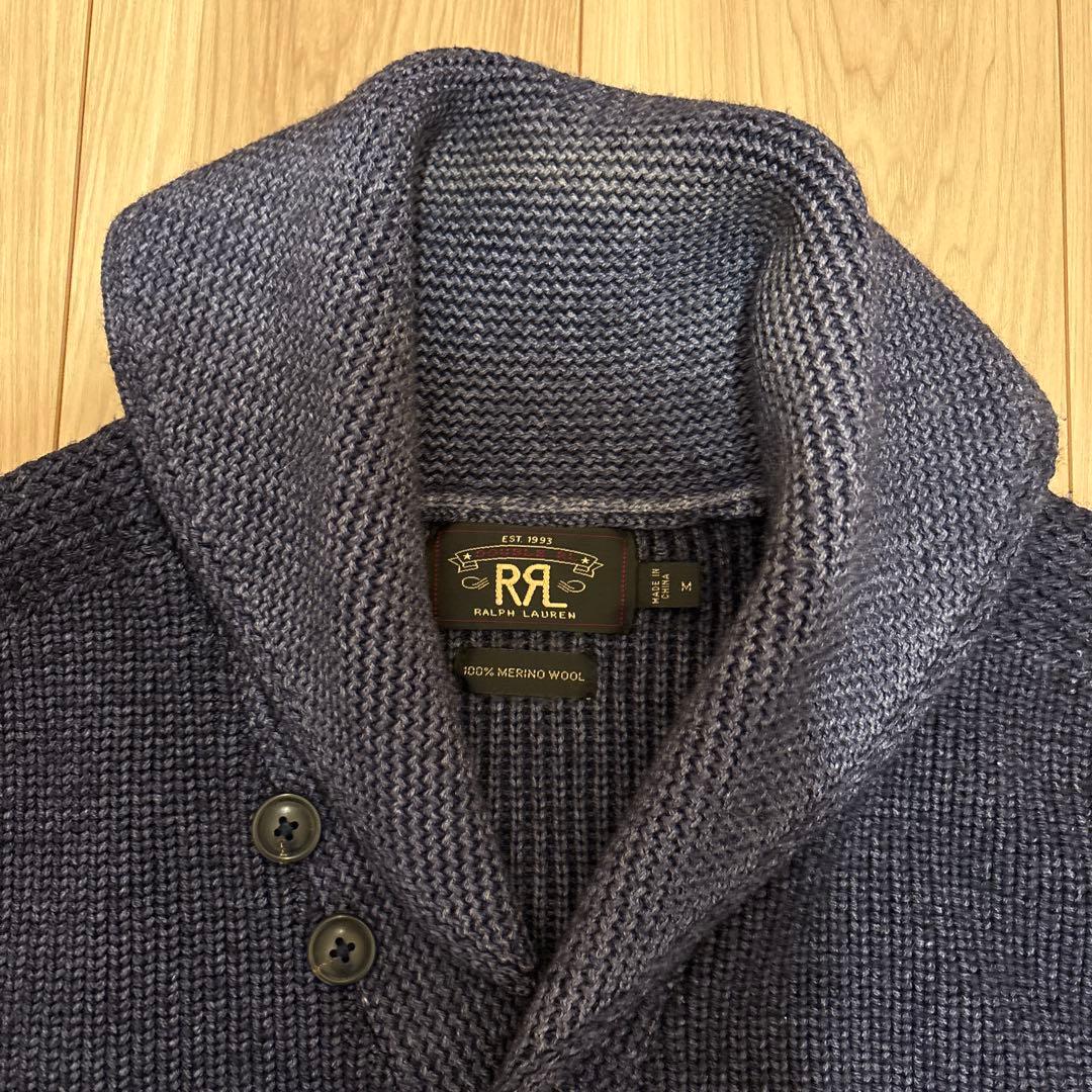 RRL ネイビー カーディガン M 100%メリノウール