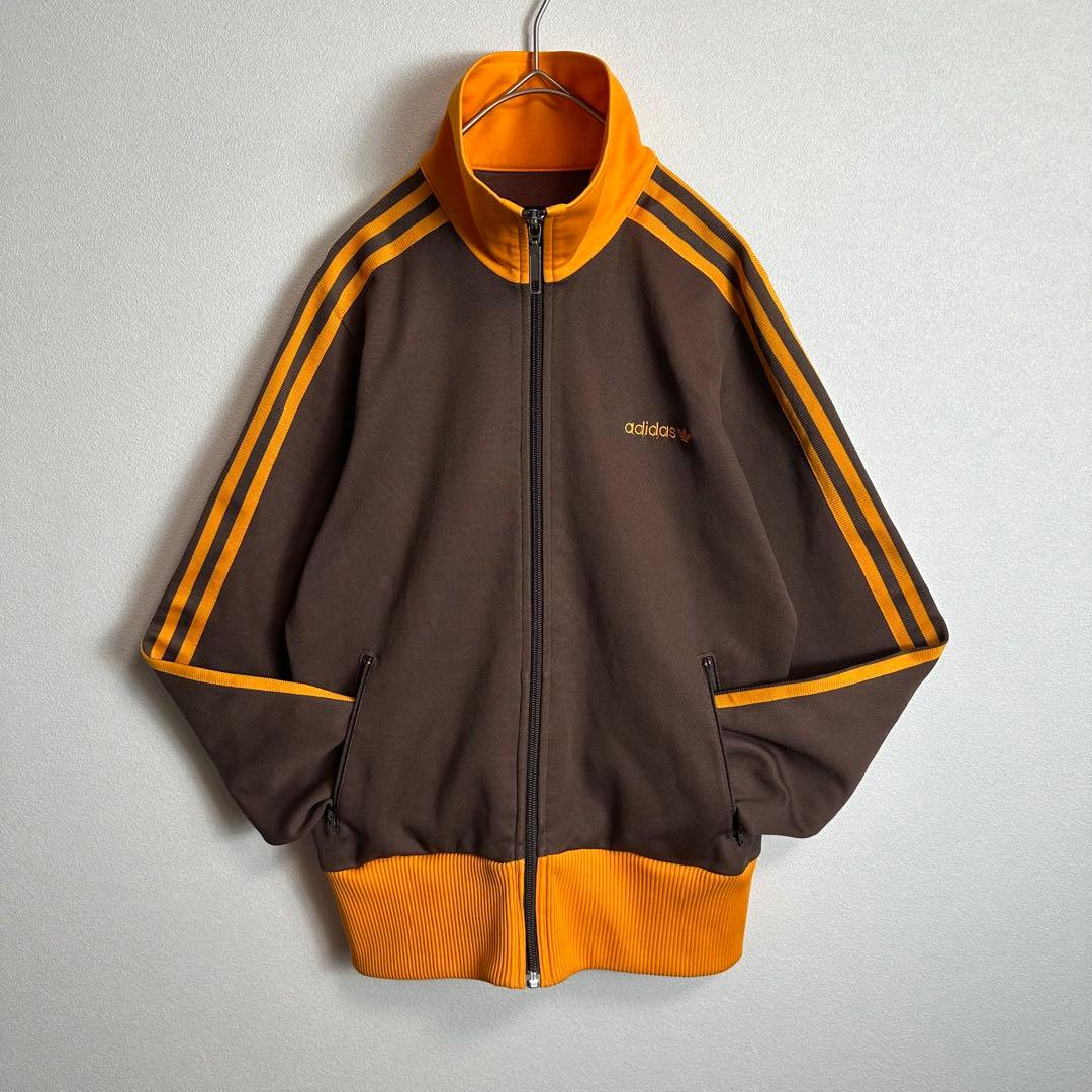 好配色】adidasジャージバイカラーベッケンバウアーブラウンオレンジL