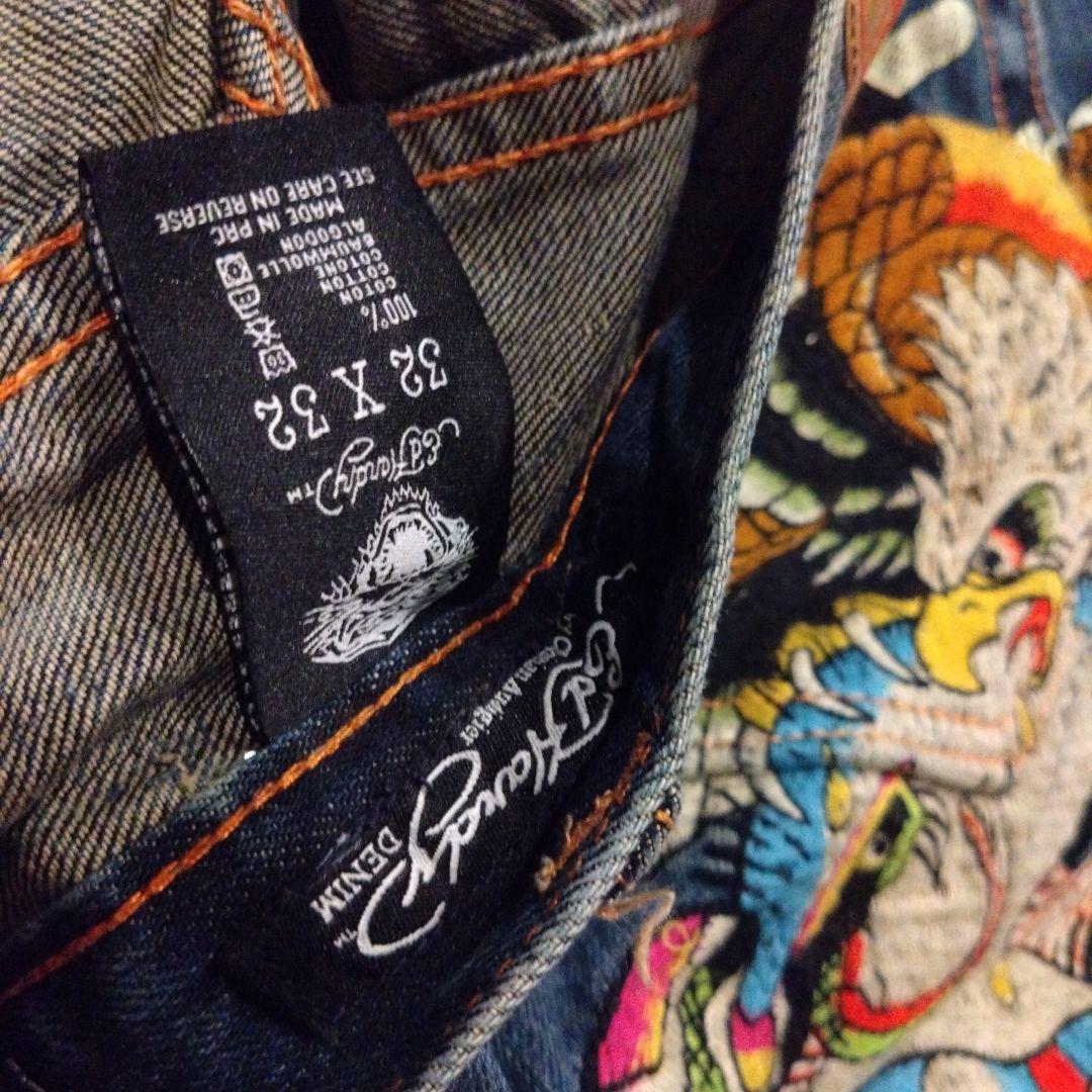 Ed Hardy❤32インチ エドハーディー 濃紺デニムジーンズ タトゥー刺繍