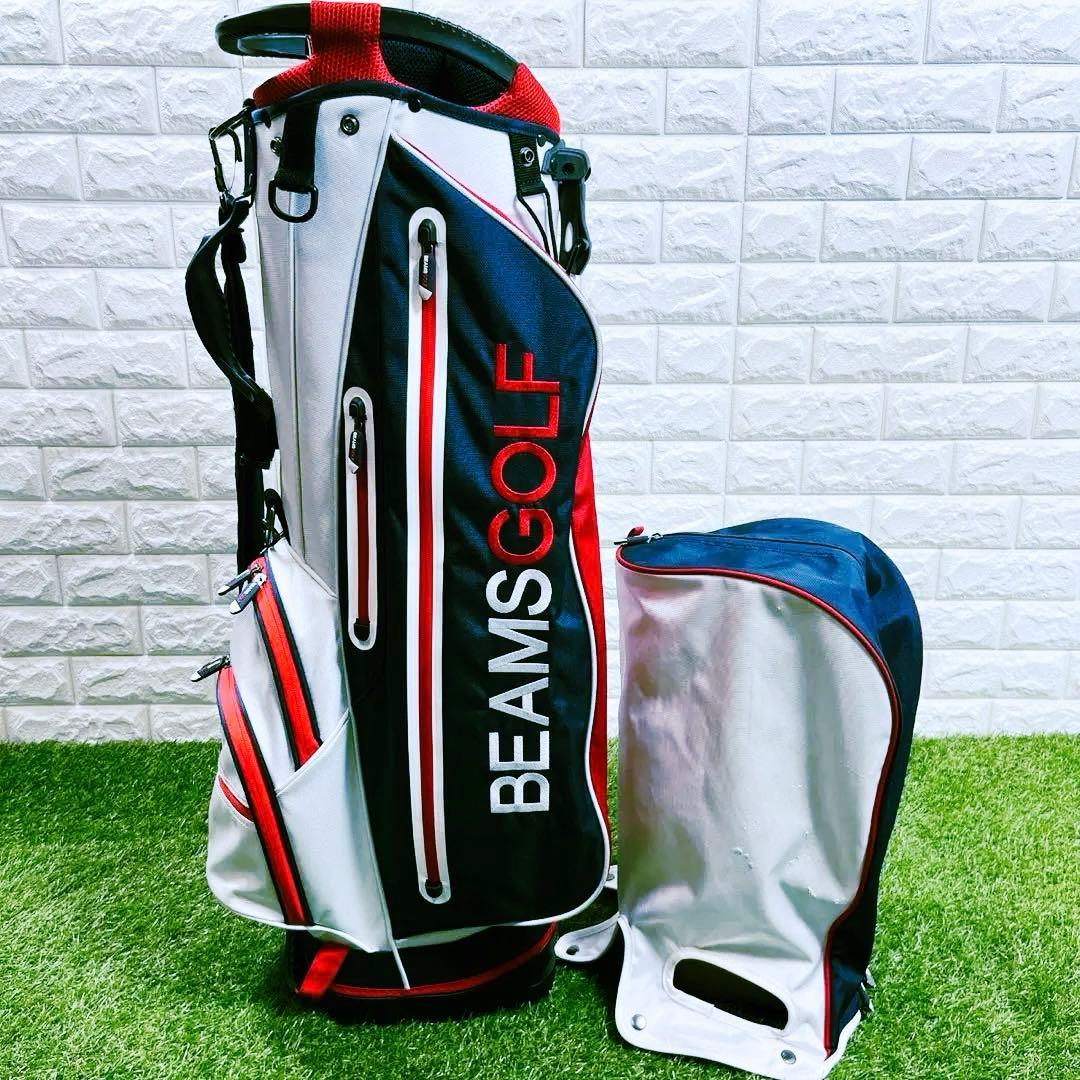BEAMS GOLF スタンドキャディバッグ 白×赤×青 BEAMS GOLF スタンドキャディバッグ 白×赤×青