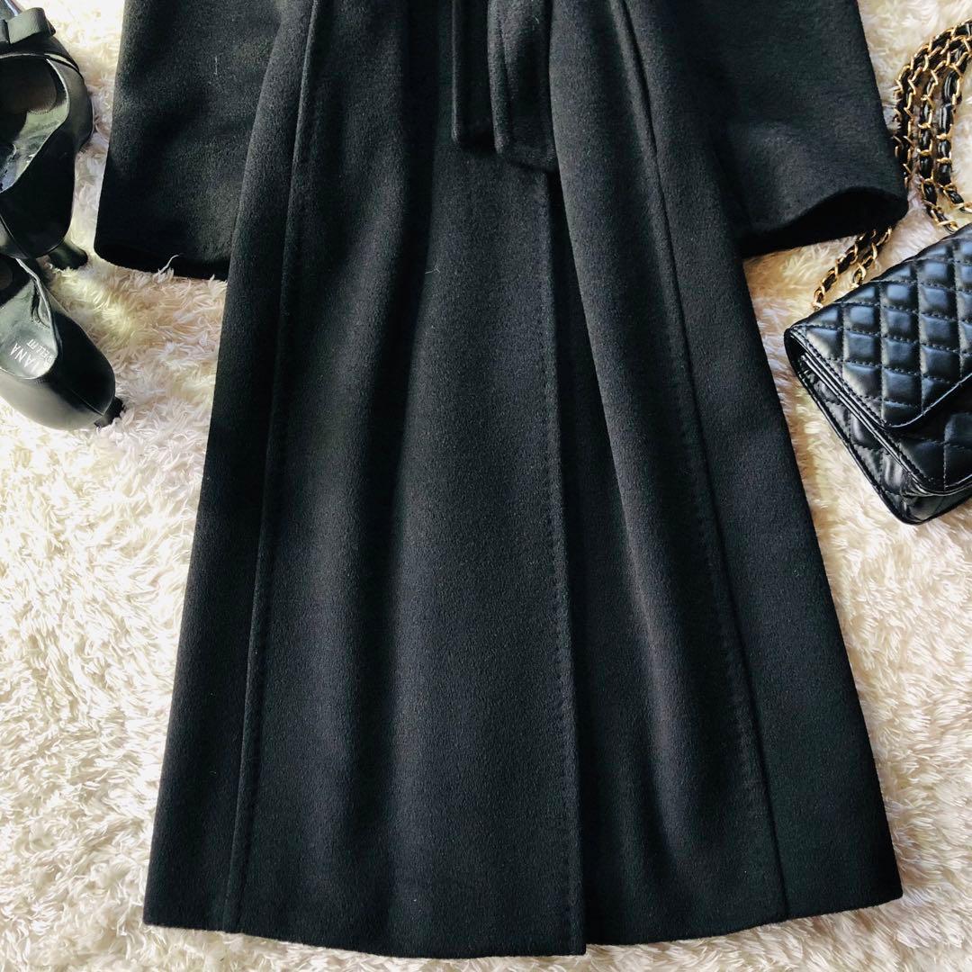 美品✨マックスマーラ ベルテッドコート カシミヤ100% 白タグ ブラック