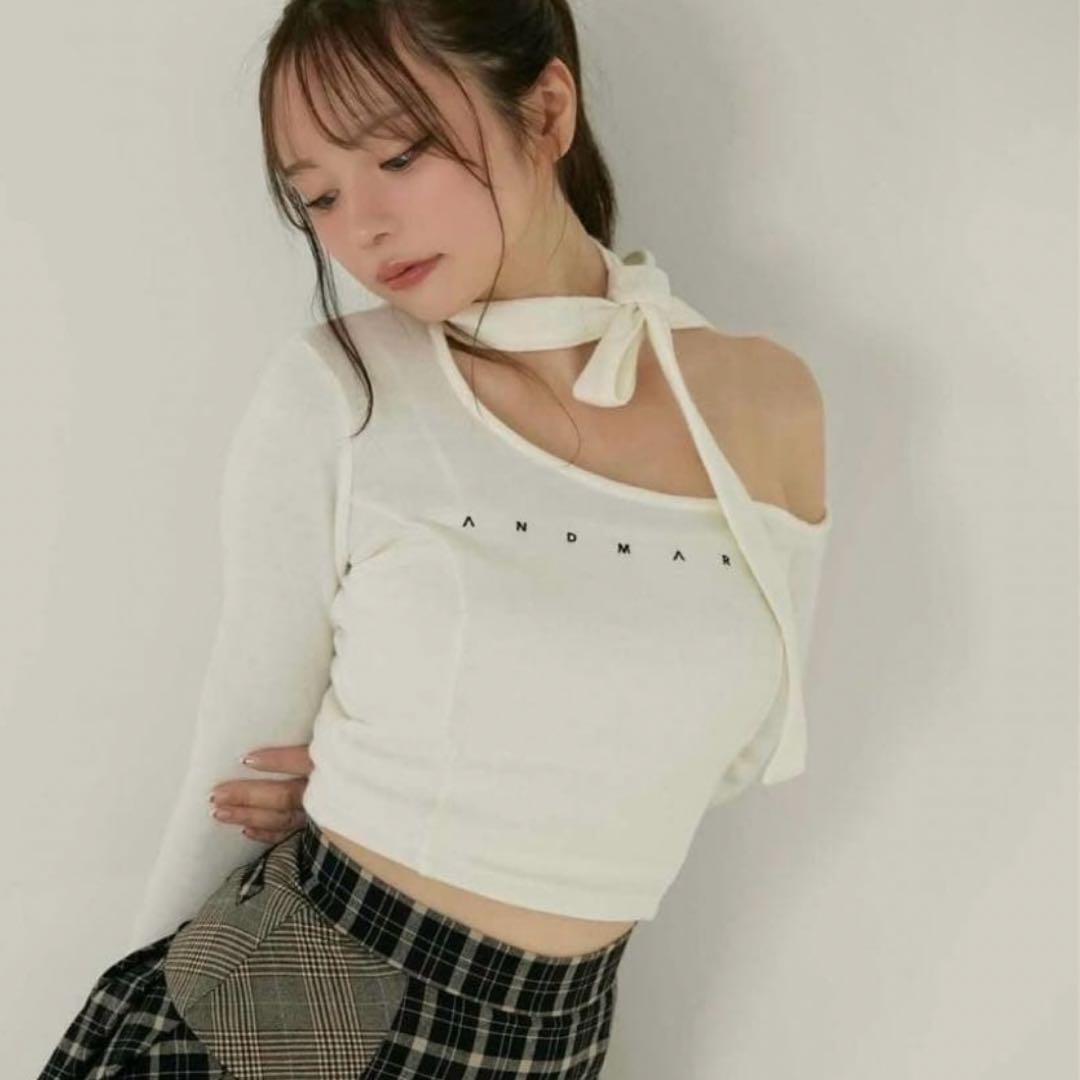 andmary トップス ribbon oneshoulder tops