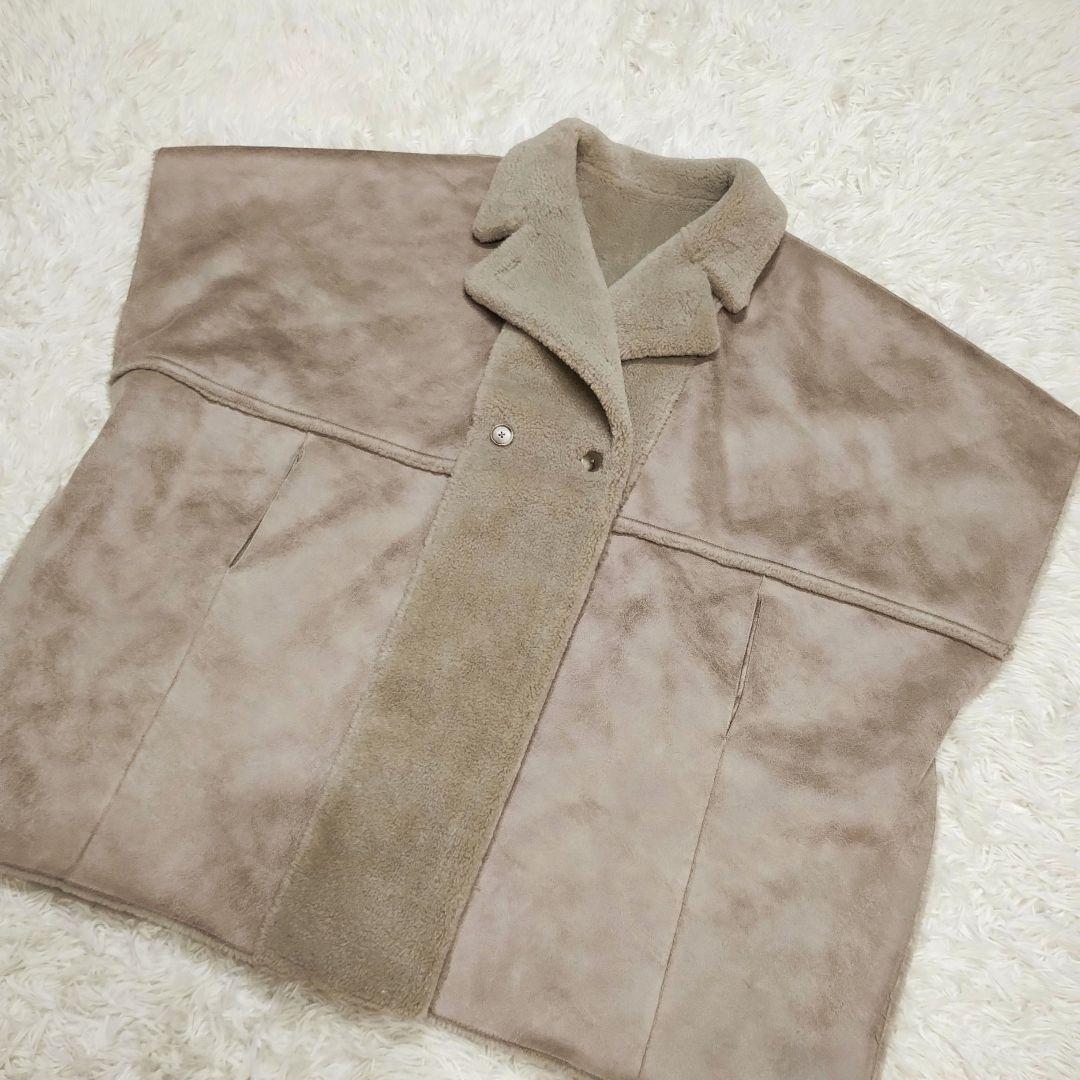 paripari様 AMERI 極美品 ベージュ ポンチョコート リバーシブル